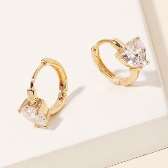 Heart Crystal Huggie Hoop Earrings | Women's Accessories | Jewelry - Picture 2 of 4